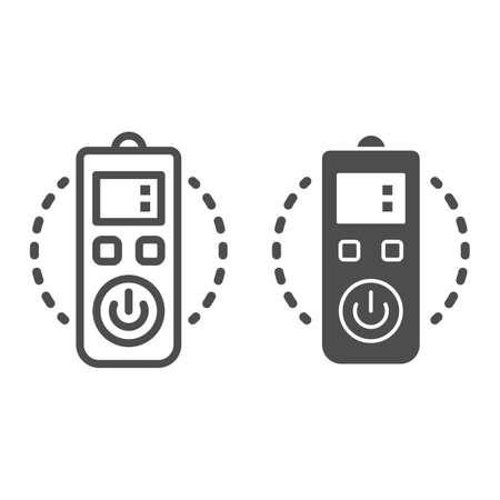 Remote Control line and solid icon, Robotization concept, Control panel sign on white background, electronic controller icon in outline style for mobile concept and web design. Vector graphics.のイラスト素材