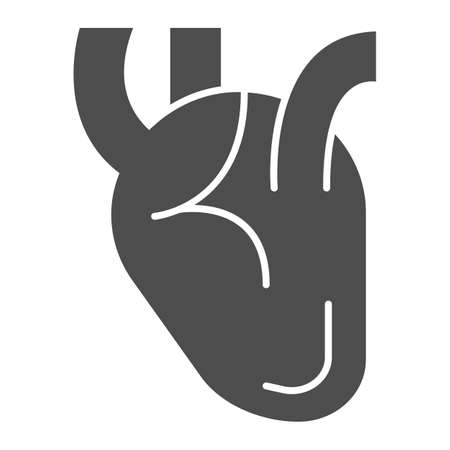 Heart solid icon, Medical concept, Human organ sign on white background, Realistic medical heart icon in glyph style for mobile concept and web design. Vector graphics.のイラスト素材