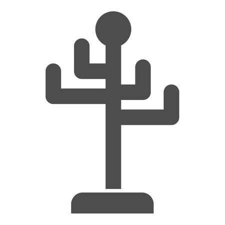 Hanger stand solid icon, Furniture concept, Coat stand sign on white background, Rack hanger icon in glyph style for mobile concept and web design. Vector graphics.のイラスト素材