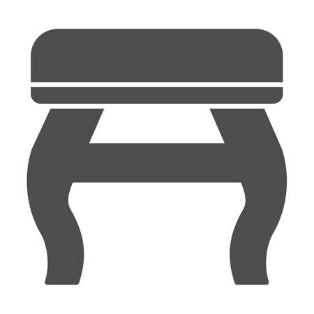 Retro stool solid icon, Furniture concept, retro pouf with legs sign on white background, Wooden chair stool icon in glyph style for mobile concept and web design. Vector graphics.のイラスト素材