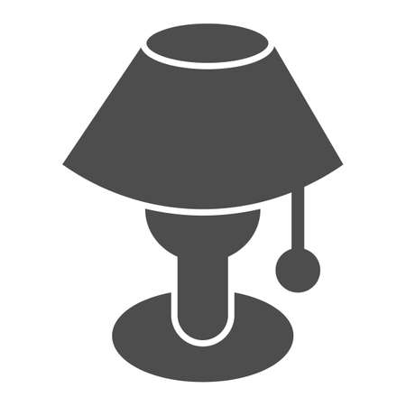 Table lamp solid icon, Furniture concept, bedside lamp sign on white background, bedside light bulb icon in glyph style for mobile concept and web design. Vector graphics.のイラスト素材