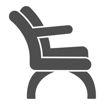 Chair with elbow rest solid icon, Furniture concept, Barber chair sign on white background, elegance armchair icon in glyph style for mobile concept and web design. Vector graphics.のイラスト素材