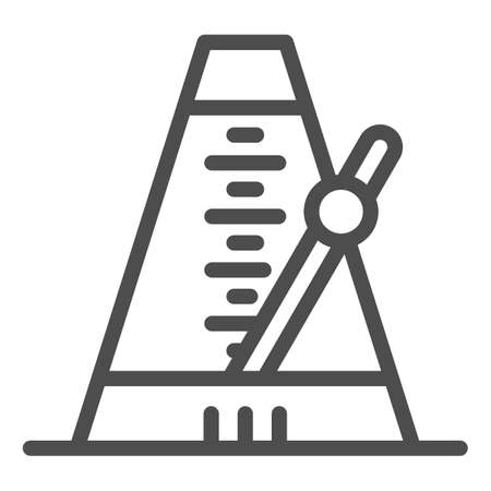 Metronome line icon, Sound design concept, music and beat mechanism sign on white background, Classic Metronome with pendulum icon in outline style for mobile and web. Vector graphics.のイラスト素材