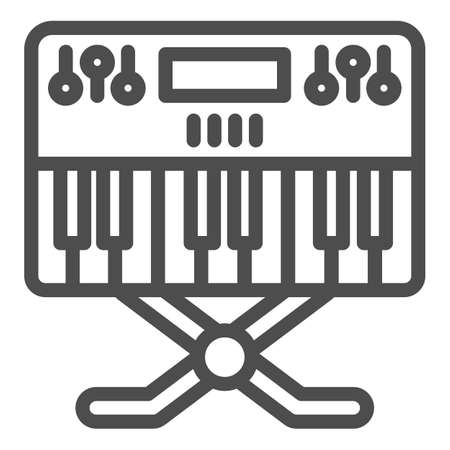 Synthesizer line icon, Sound design concept, synth sign on white background, music synthesizer icon in outline style for mobile concept and web design. Vector graphics.のイラスト素材
