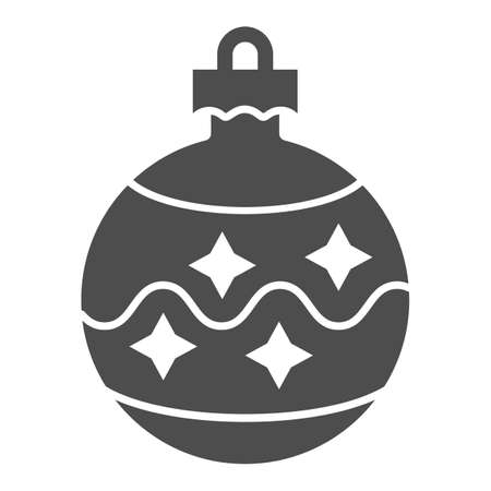 Christmas tree toy solid icon, Christmas concept, Christmas ball sign on white background, ball toy tree decoration icon in glyph style for mobile concept and web design. Vector graphics.のイラスト素材