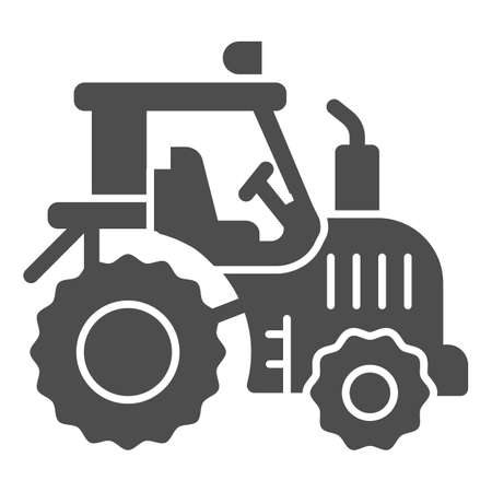 Tractor solid icon, heavy equipment concept, farmer machine sign on white background, Tractor icon in glyph style for mobile concept and web design. Vector graphics.のイラスト素材