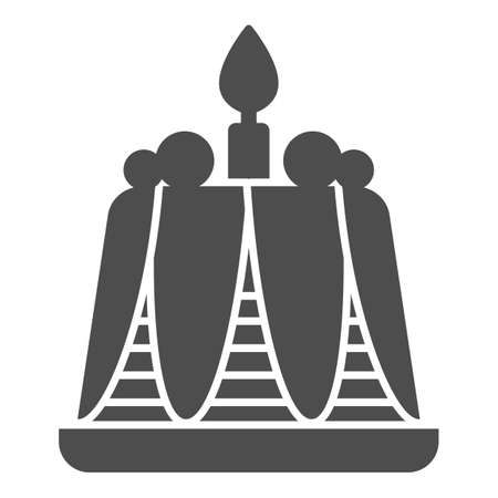 Pudding with candle solid icon, bakery concept, Birthday cupcake sign on white background, delicious pudding with candle icon in glyph style for mobile concept, web design. Vector graphics.のイラスト素材