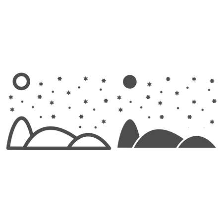 Snow is falling line and solid icon, World snow day concept, Winter landscape sign on white background, cold winter snowy weather icon in outline style for mobile and web design. Vector graphicsのイラスト素材