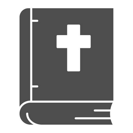 Bible solid icon, Christmas concept, religious book sign on white background, cover book with cross icon in glyph style for mobile concept and web design. Vector graphics.のイラスト素材