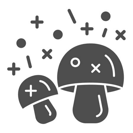 Hallucinogenic mushroom solid icon, narcotic substances concept, psychedelic shrooms sign on white background, magic fungus icon in glyph style for web design. Vector graphics.のイラスト素材