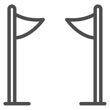 Ski road flags line icon, World snowboard day concept, finish gate for skiers sign on white background, Ski limit flags icon in outline style for mobile and web design. Vector graphics.のイラスト素材