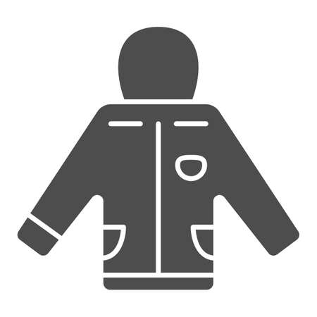 Insulated jacket with a hood solid icon, World snowboard day concept, Ski suit sign on white background, Snowboard jacket icon in glyph style for mobile and web design. Vector graphics.のイラスト素材