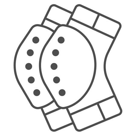 Protective knee pads thin line icon, World snowboard day concept, Skateboarding protective gear sign on white background, Knee pads icon in outline style for mobile and web. Vector graphics.のイラスト素材