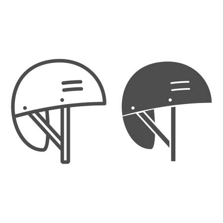 Protective snowboarding helmet line and solid icon, World snowboard day concept, Ski helmet sign on white background, Sport helmet icon in outline style for mobile and web design. Vector graphics.のイラスト素材