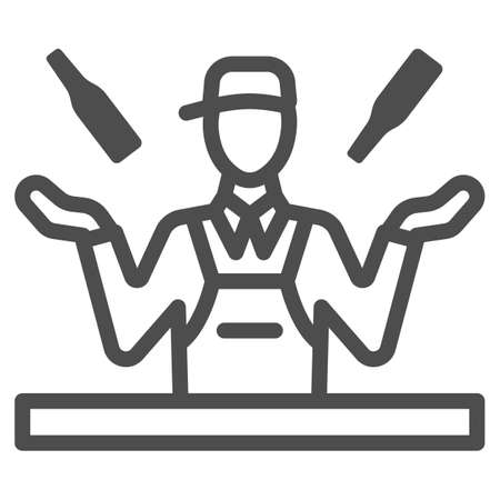 Barman prepares cocktail icon in outline style for mobile and web. Vector graphics.のイラスト素材