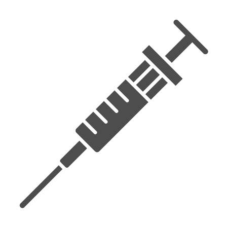 Syringe solid icon, International dentist day concept, needle sign on white background, Injection syringe needle icon in glyph style for mobile concept and web design. Vector graphics.のイラスト素材