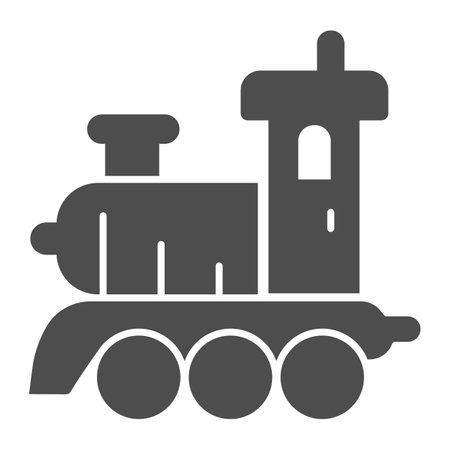 Steam train solid icon, kid toys concept, train toy sign on white background, steam locomotive icon in glyph style for mobile concept and web design. Vector graphics.のイラスト素材