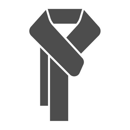 Knitted scarf solid icon, Winter clothes concept, Fashion accessory for cold season sign on white background, Winter scarf icon in glyph style for mobile and web design. Vector graphics.のイラスト素材