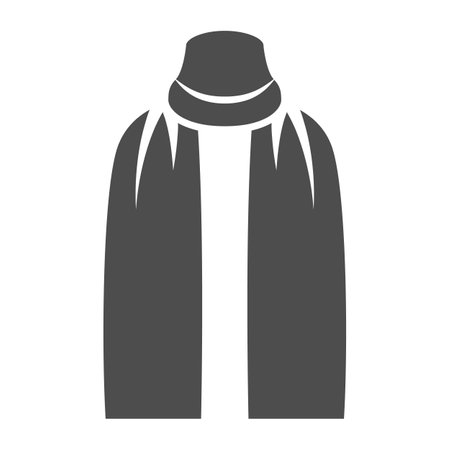 Winter scarf solid icon, Winter clothes concept, Fashion accessory for cold season sign on white background, scarf accessory icon in glyph style for mobile and web design. Vector graphics.のイラスト素材
