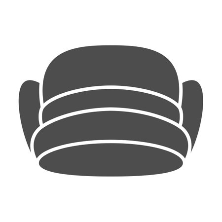 Retro fur hat solid icon, Winter clothes concept, winter headdress sign on white background, old-fashioned warm hat icon in glyph style for mobile concept and web design. Vector graphics.のイラスト素材