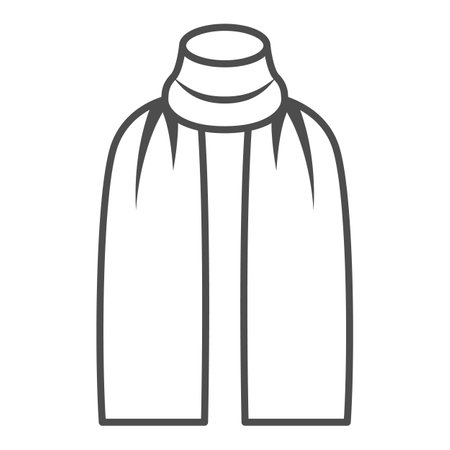 Winter scarf thin line icon, Winter clothes concept, Fashion accessory for cold season sign on white background, scarf accessory icon in outline style for mobile and web design. Vector graphics.のイラスト素材