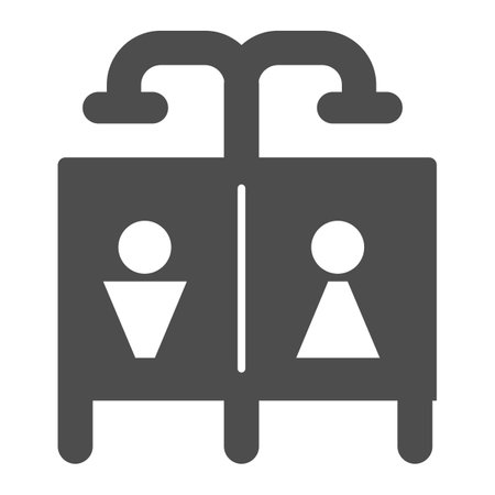 Beach shower solid icon, waterpark concept, Public shower sign on white background, Summer beach or pool shower icon in glyph style for mobile concept and web design.のイラスト素材