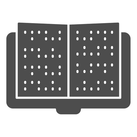 Braille book for the blind solid icon, disability concept, braille book sign on white background, braille book icon in glyph style for mobile concept and web design. Vector graphics.のイラスト素材