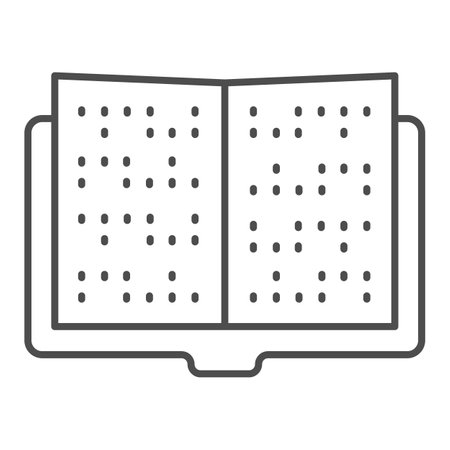 Braille book for the blind thin line icon, disability concept, braille book sign on white background, braille book icon in outline style for mobile concept and web design. Vector graphics.のイラスト素材