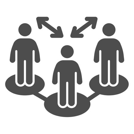 Social distance in group solid icon, social distancing concept, Distance limitation between three people sign on white background, avoid gathering and keep safe icon in glyph style. Vectorのイラスト素材