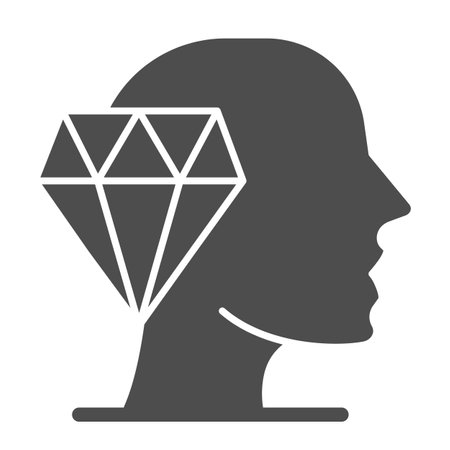 Ruby and head solid icon, education concept, crystal clear loresign on white background, ruby and head icon in glyph style for mobile concept and web design. Vector graphics.のイラスト素材