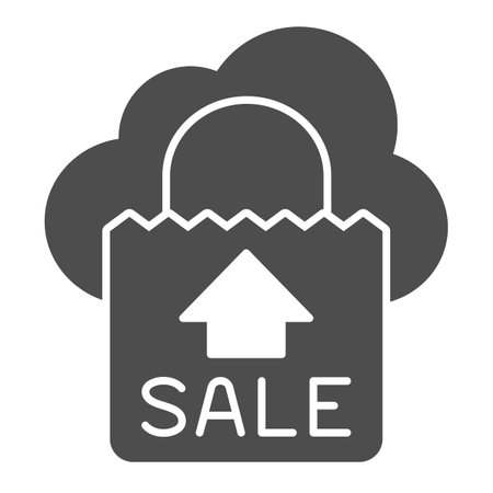 Big sale package solid icon, shopping concept, big sale bag sign on white background, sale bags icon in glyph style for mobile concept and web design. Vector graphics.のイラスト素材
