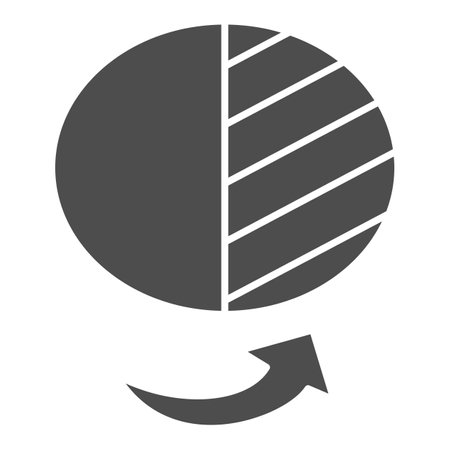 Half circle of economy in shadow solid icon, Black bookkeeping concept, Illegal part of funds sign on white background, enterprise in shadow sector icon in glyph style. Vector graphics.のイラスト素材
