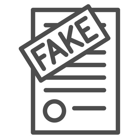 Fake documents line icon, Black bookkeeping concept, forgery page of contract sign on white background, Fake contract icon in outline style for mobile concept, web design. Vector graphics.のイラスト素材