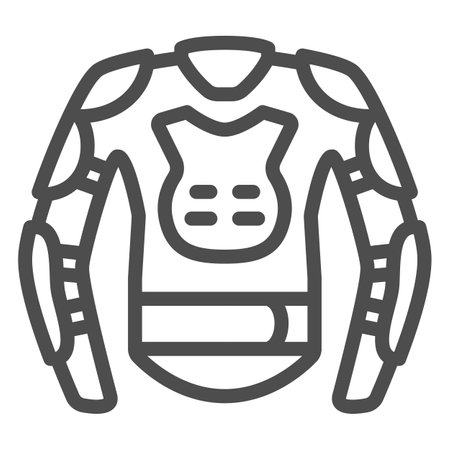 Snowboarder protective suit line icon, World snowboard day concept, Snowboard jacket sign on white background, Active leisure sport jacket icon in outline style for mobile. Vector graphics.のイラスト素材