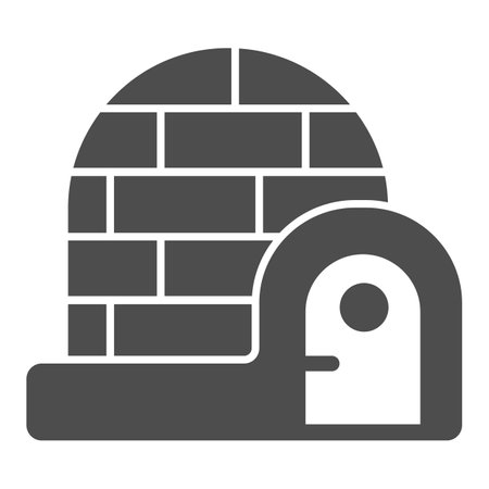 Igloo solid icon, Winter season concept, house made of snow and ice sign on white background, icy igloo icon in glyph style for mobile concept and web design. Vector graphics.のイラスト素材