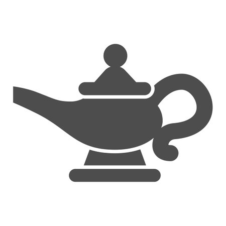 Magic lamp solid icon, fairytale concept, genie lamp sign on white background, watering can with oil icon in glyph style for mobile concept and web design. Vector graphics.のイラスト素材