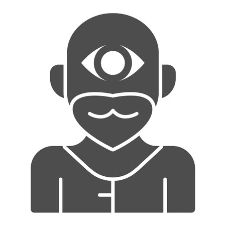 Cyclops Monster solid icon, fairytale concept, Mythical Creature with one eye sign on white background, Cyclops icon in glyph style for mobile concept and web design. Vector graphics.のイラスト素材