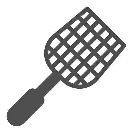 Fly swatter solid icon, pest control concept, flyswatter symbol on white background, fly swatter icon in glyph style for mobile concept and web design. Vector graphics.のイラスト素材