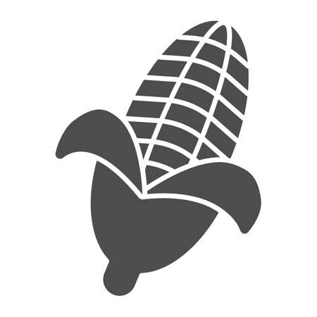 Corn solid icon, Thanksgiving Day concept, Corncob sign on white background, Corn symbol icon in glyph style for mobile concept and web design. Vector graphicsのイラスト素材