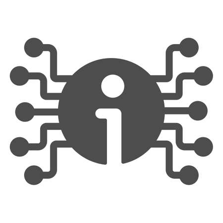Information with contacts solid icon, web security concept, I sign and network connection on white background, Personal information icon in glyph style for mobile and web. Vector graphics.のイラスト素材