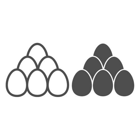 Pyramid of fresh eggs line and solid icon, Happy Easter concept, bunch of eggs sign on white background, Chicken egg are stacked on top of each other icon in outline style for mobile. Vector graphics.のイラスト素材