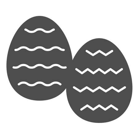Pair of Easter eggs solid icon, Happy Easter concept, Easter greeting card sign on white background, Decorated Eggs icon in glyph style for mobile concept and web design. Vector graphics.のイラスト素材