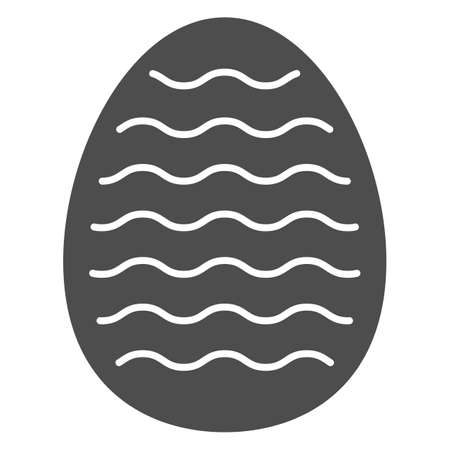 Easter egg with waves solid icon, Happy Easter concept, Easter egg with curved lines sign on white background, striped decorated egg icon in glyph style for mobile and web. Vector graphics.のイラスト素材