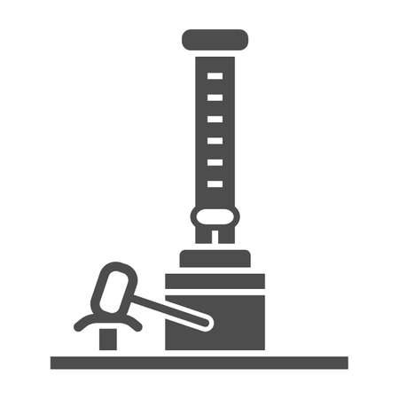 Hammer ride solid icon, The rides concept, Entertaining attraction strength hammer sign on white background, Amusement facilities hammer icon in glyph style for mobile. Vector graphics.のイラスト素材