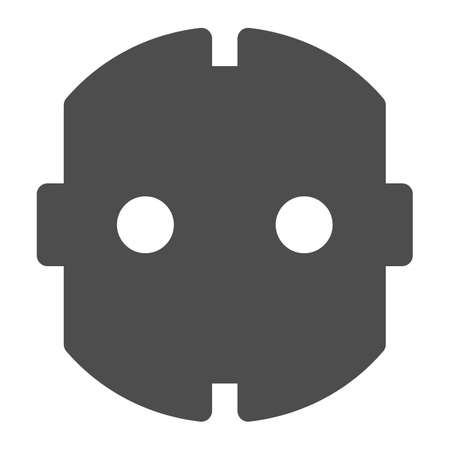 Electrical plug euro standard solid icon, Electric car concept, Electric Car charging plug sign on white background, Euro cable icon in glyph style for mobile and web. Vector graphics.のイラスト素材