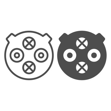 Electric Car charging plug CHAdeMO line and solid icon, Electric car concept, connector for charging electric vehicles sign on white background, CHAdeMO plug icon in outline style. Vector graphics.のイラスト素材