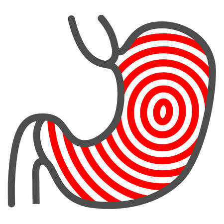 Gastritis line icon, Human diseases concept, Chronic erosive inflammation sign on white background, Gastritis disease icon in outline style for mobile concept, web design. Vector graphics.のイラスト素材
