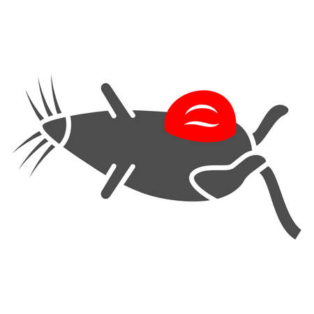 Tumor of internal organs in domestic rat solid icon, Diseases of pets concept, rodent with cancer sign on white background, Tumor in rat icon in glyph style for mobile. Vector graphics.のイラスト素材