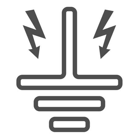 Grounding line icon, Safety engineering concept, Electric earthing sign on white background, Electrical grounding icon in outline style for mobile concept and web design. Vector graphics.のイラスト素材