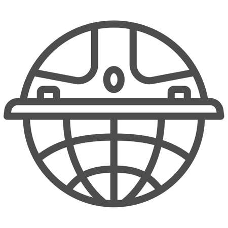 Globe in protective helmet line icon, Safety engineering concept, Global Helmet sign on white background, industrial globe icon in outline style for mobile and web design. Vector graphics.のイラスト素材